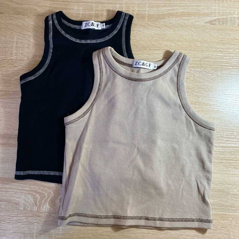 Ribbed High-Neck Crop Tops